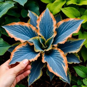 Хоста Океан Вью купить по цене от 960р. в интернет-магазине «Посадика» с доставкой почтой в в Сальске и по всей России – [изображение №1].